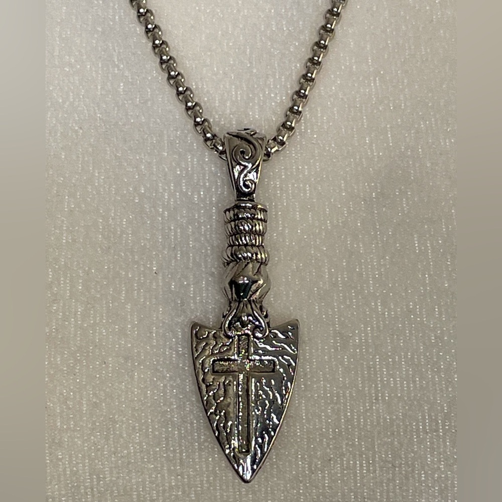 Stainless Steel Necklace with Vintage Cross Pendant